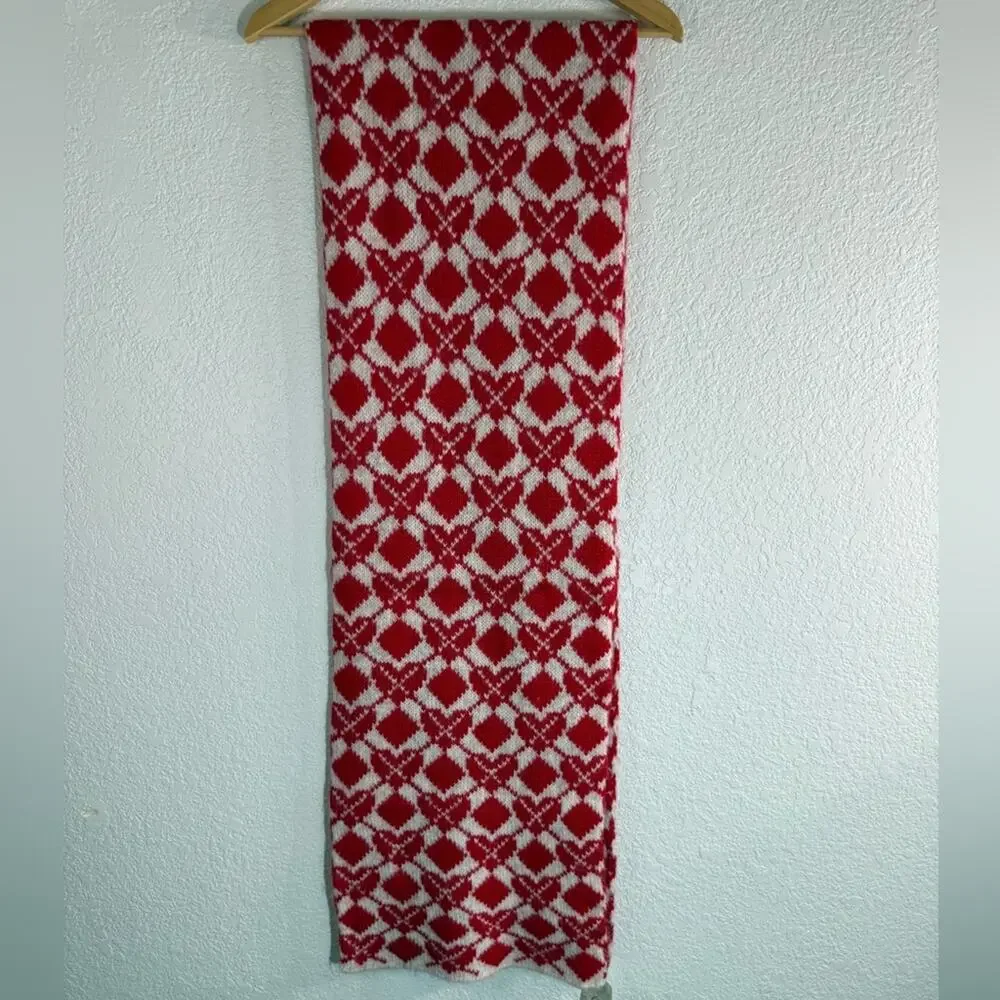 NWT Free People Matchbook Scarf Red and White Sweater Knit Scarf Boho Winter